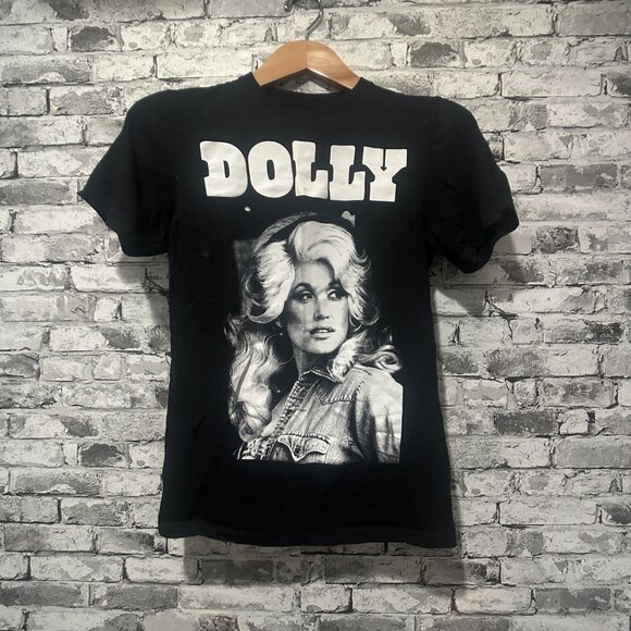 EUC Vintage Dolly Parton Black T-Shirt Size S - Picture 1 of 6